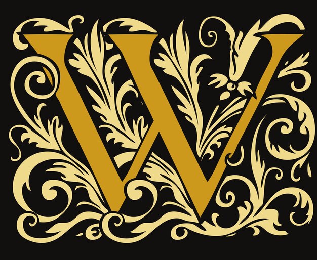 Буквенная картография с роскошным логотипом буквой w