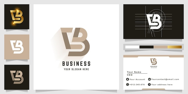 Letter CB of LB monogram logo met visitekaartje ontwerp