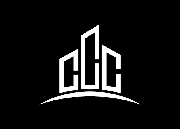 문자 CCC 빌딩  ⁇ 터 모노그램 로고 디자인 템플릿 빌딩 모양 CCC 로고