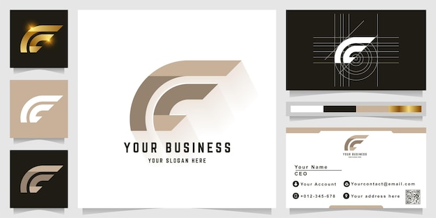 Letter CE or CC monogram logo with business card design