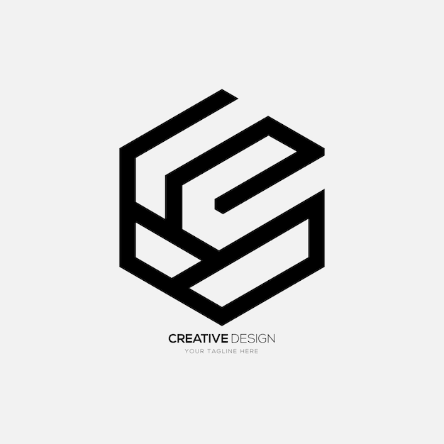 Vector letter ce or ec with negative space hexagon shape creative monogram modern abstract logo