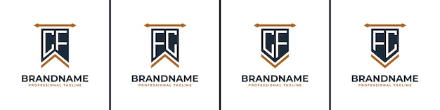 Letter CF en FC Pennant Flag Logo Set vertegenwoordigen overwinning Geschikt voor elk bedrijf met CF- of FC-initialen