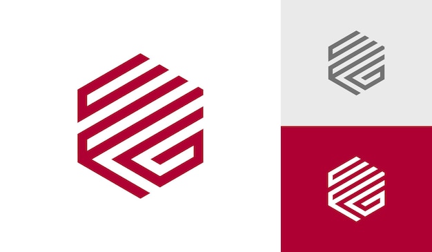 Letter CFG initial hexagon monogram logo design vector