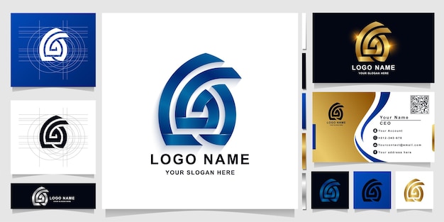 Letter CGA or A monogram logo template with business card design