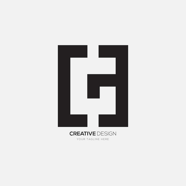 Letter CH or HC negative space creative line shape unique modern monogram company logo