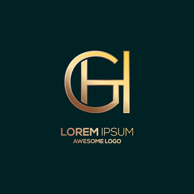 Letter ch logo luxury gold color template