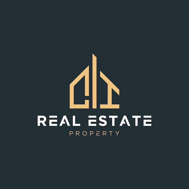 letter ci real estate, realtor, property, construction, house, home, building, or remodeling logo