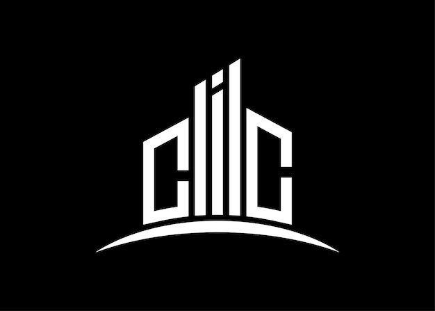문자 CIC 빌딩  ⁇ 터 모노그램 로고 디자인 템플릿 빌딩 모양 CIC 로고