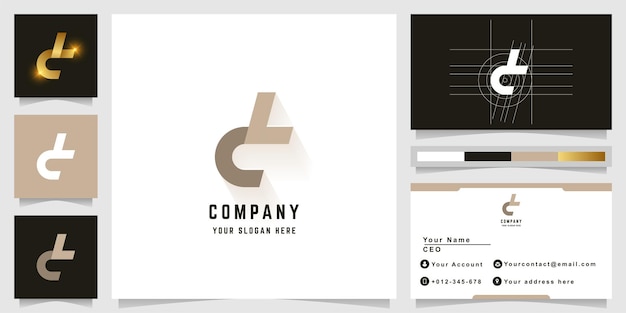 Letter cL or dL monogram logo with business card design