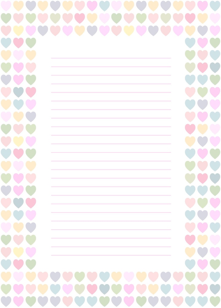 Letter classic writing line paper with hearts