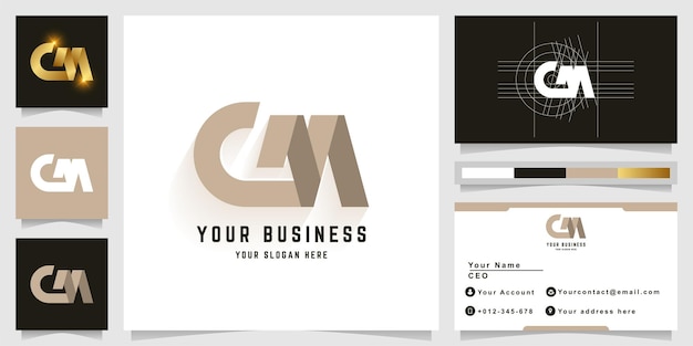 Letter CM of GM monogram logo met visitekaartje ontwerp