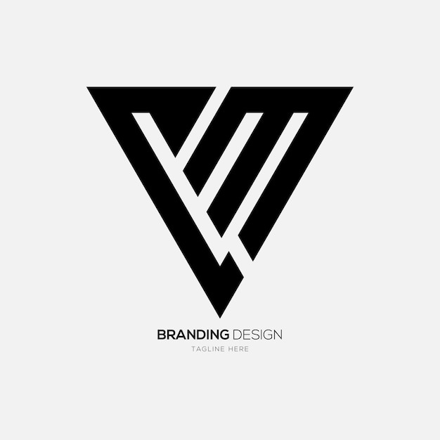 Letter Cm with triangle shape modern unique typography logo idea
