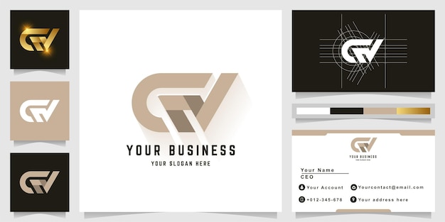 Letter CN or GN monogram logo with business card design