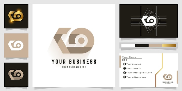 명함 디자인의 문자 CO 또는 LO 모노그램 로고