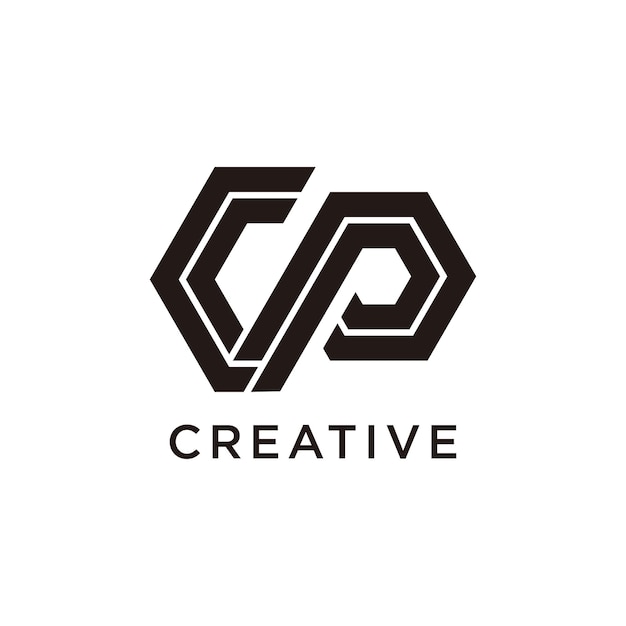 Letter cp modern initieel creatief monogram typografie logo