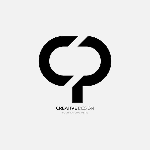 Буква CP простой формы, уникальный современный плоский монограммный черный логотип