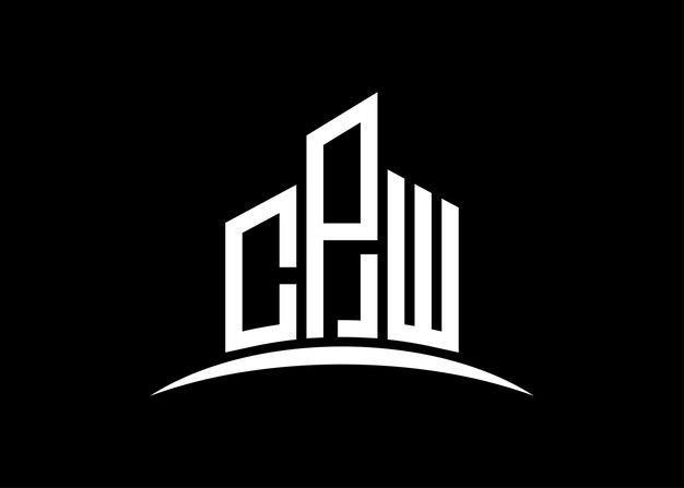 Letter CPW building vector monogram logo design template Building Shape CPW logo