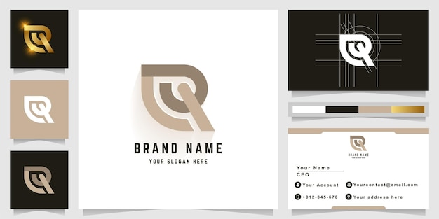 Letter CQ or CR monogram logo with business card design