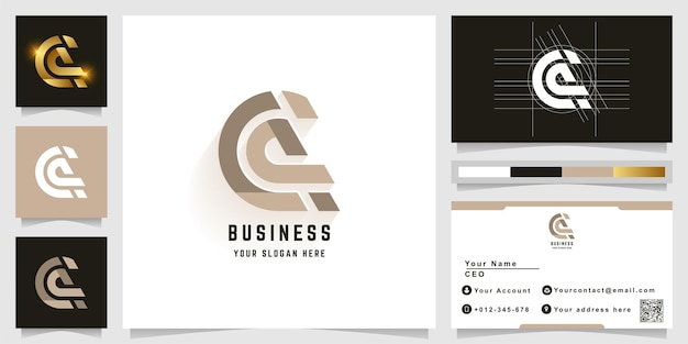 Letter a or Cq monogram logo with business card design