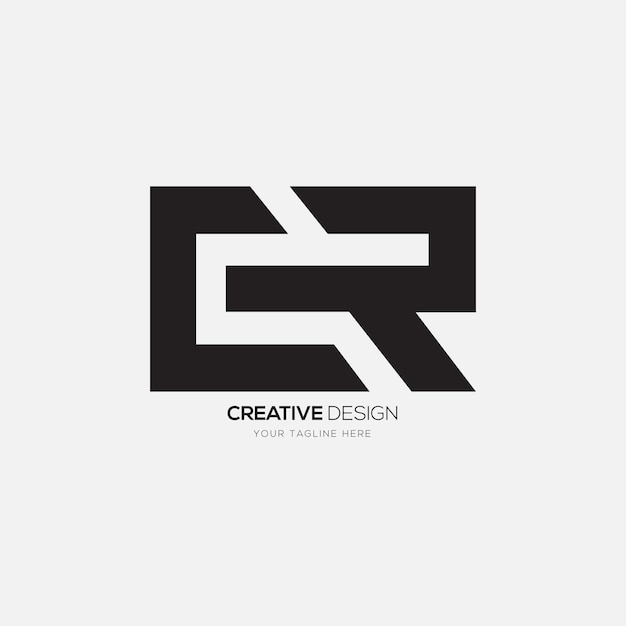 문자 Cr 창의적인 추상 모노그램 로고와 함께 현대적인 평평한 디자인