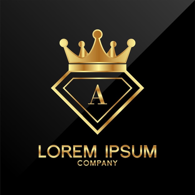 Vector letter a crown golden premium logo design