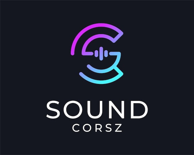 Letter cs sc sound music audio voice equalizer volume waveform frequency colorful vector logo design