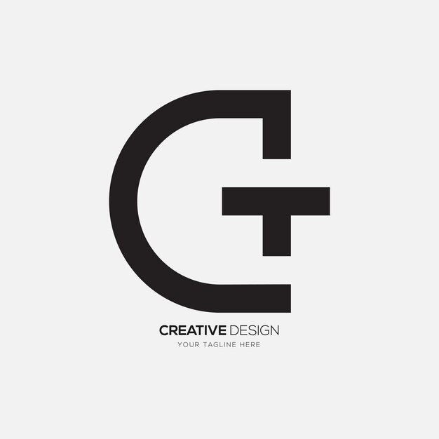 Letter Ct simple creative monogram typography logo