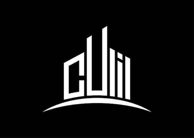 Letter CUI gebouw vector monogram logo ontwerp sjabloon Building Shape CUI logo