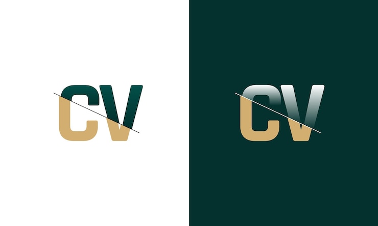 Vector letter cv and vc cutting and linked logo with creative monogram logo design