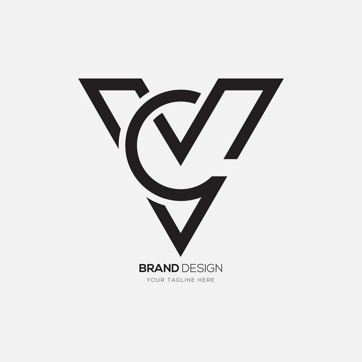 Vector letter cv or vc minimalist typography initial logo