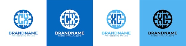 Набор логотипов Letter CX и XC Globe подходит для любого бизнеса с инициалами CX или XC.