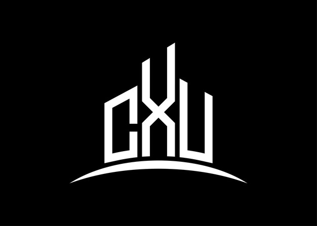 Letter CXU gebouw vector monogram logo ontwerp sjabloon gebouw vorm CXU logo