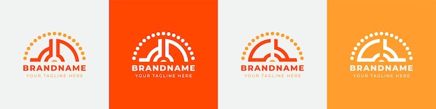 Letter CY en YC Sunrise Logo Set geschikt voor elk bedrijf met CY- of YC-initialen