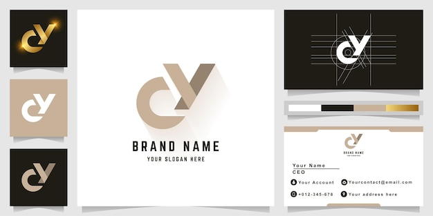 Letter CY of dV monogram logo met visitekaartje ontwerp