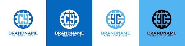 Набор логотипов Letter CY и YC Globe подходит для любого бизнеса с инициалами CY или YC.