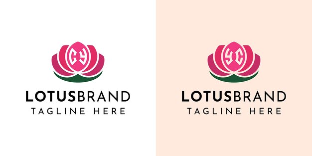 Letter CY and YC Lotus Logo Set suitable for any business related to lotus flowers with CY or YC initials