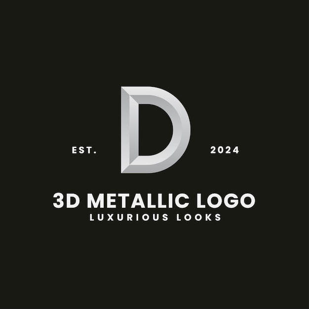 Буква d 3d монохромный концептуальный логотип королевский и классический брендинг