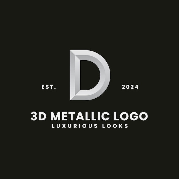 Vettore lettera d 3d monochrome concept logo royal and classic branding