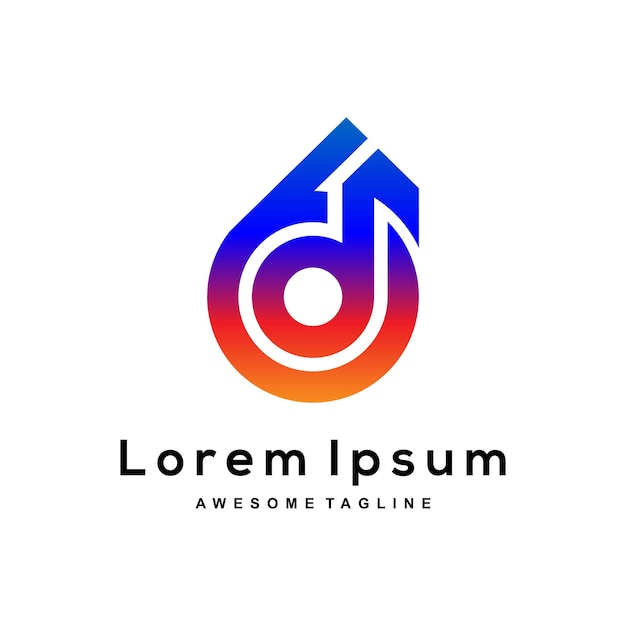 letter D 6 and location shape and Tiktok shape modern logo design icon.