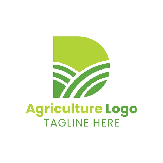 文字 d 農業のロゴ。アルファベットに基づく農業農場のロゴ