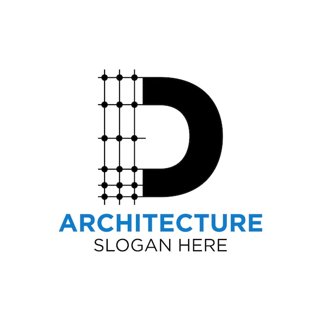 Letter D architectuur Logo ontwerp. Vastgoedpictogram, architect en constructiesymbool