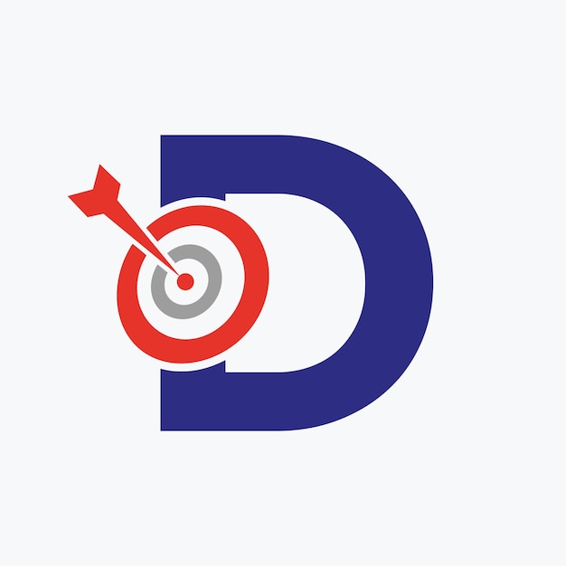 Letter d arrow target logo combine with bow target symbol