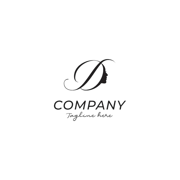 Vector letter d beauty face hair salon logo design