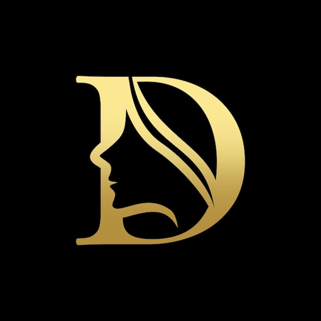 Letter D Beauty Women Face Logo Design