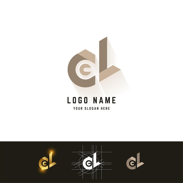 Letter d or CL monogram logo with grid method design