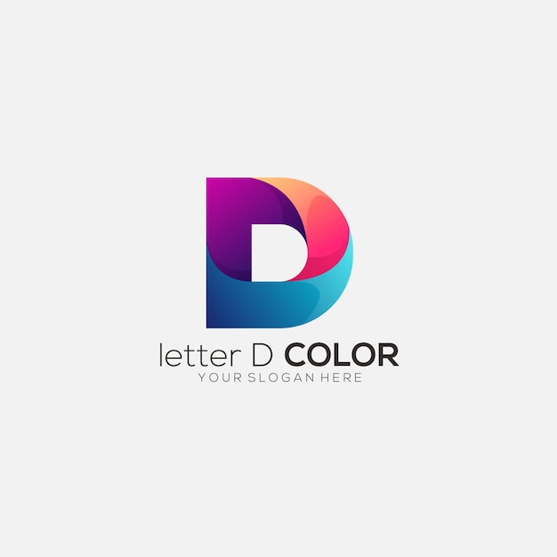 Letter d color gradient logo design vector