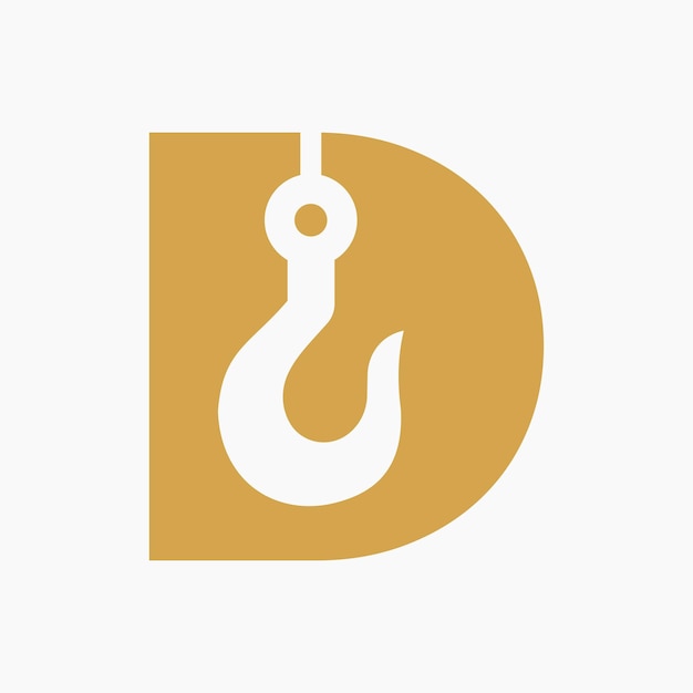 Letter d crane symbol for construction logo sign