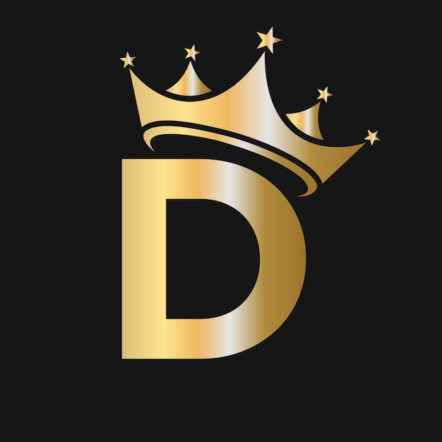 Letter D Crown Logo Crown Logo on Letter D Template for Beauty Fashion Star Elegant Luxury Sign