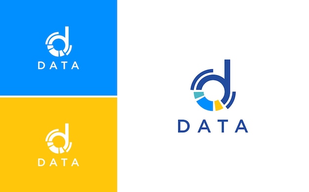 Design del logo dei dati della lettera d per il logotipo del vettore del diagramma