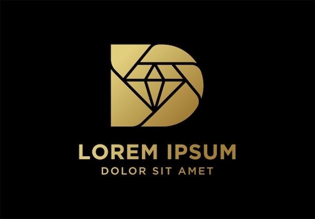 Lettera d diamond gold gems crystal logo